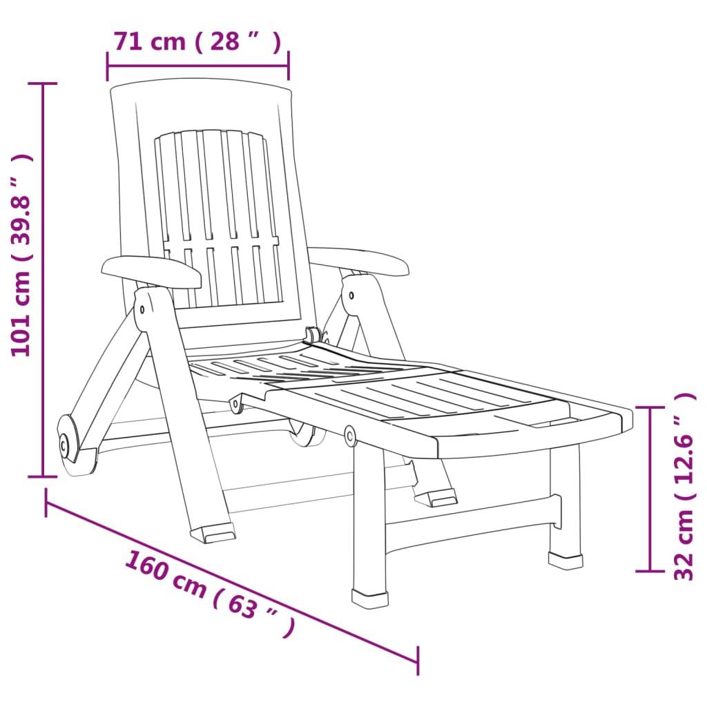 Maison Chic - Bain de soleil - transat pliable avec roues blanc PP - Meuble Pro - Imagen 9
