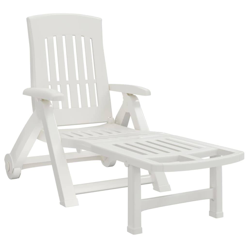 Maison Chic - Bain de soleil - transat pliable avec roues blanc PP - Meuble Pro - Imagen 1