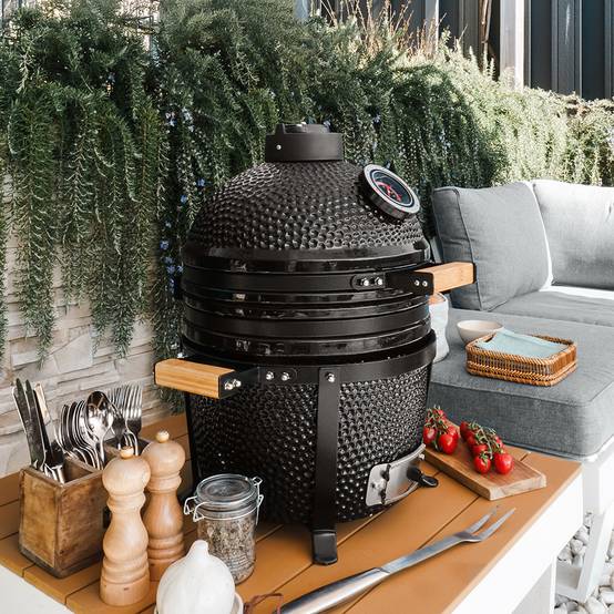 Barbecue kamado à poser Patton Premium 15" - Grille Ø 34 cm - Noir - Image 2
