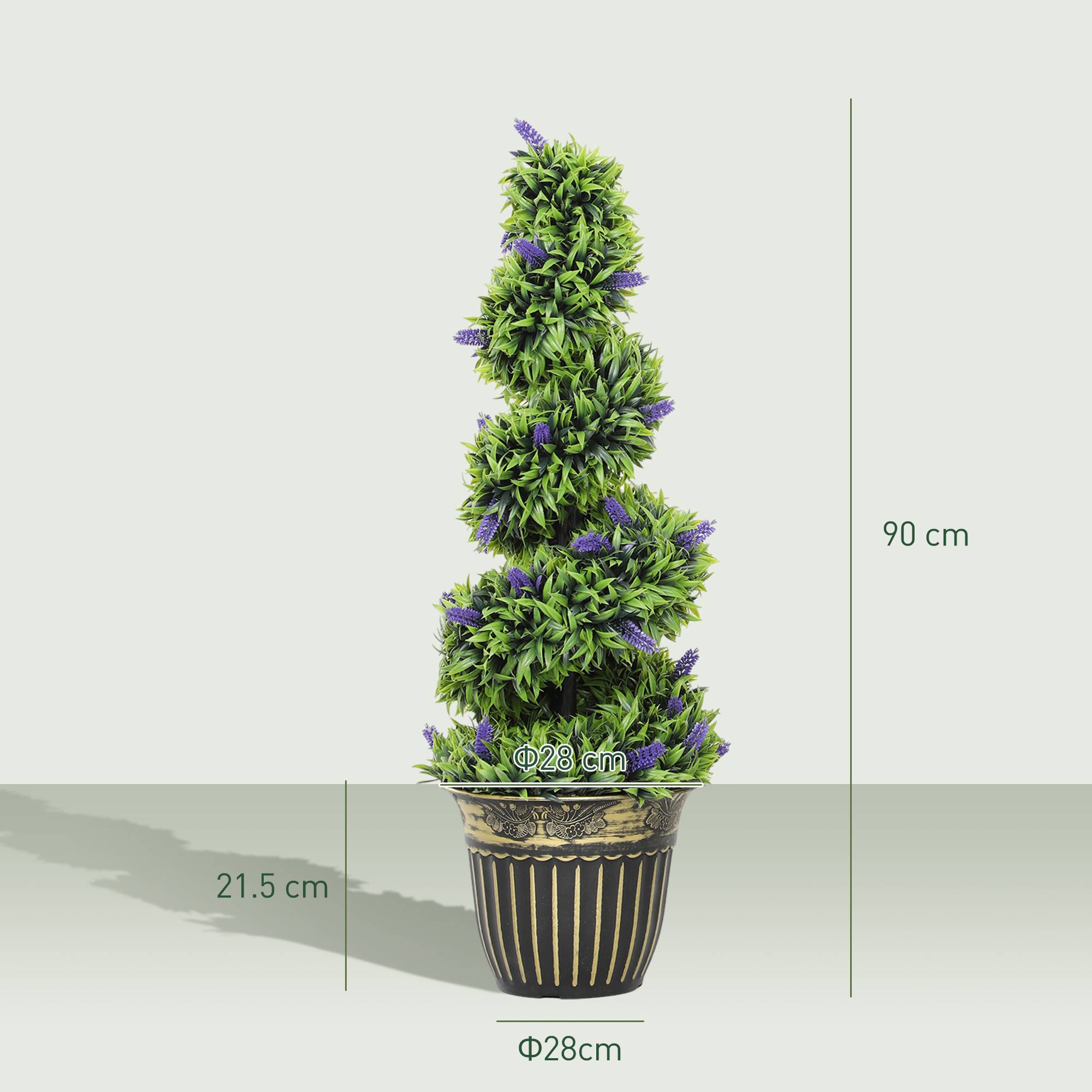 Sans Marque - Lot 2 plantes artificielles spirale PE 90 cm pot inclus verte bleue - Image 5