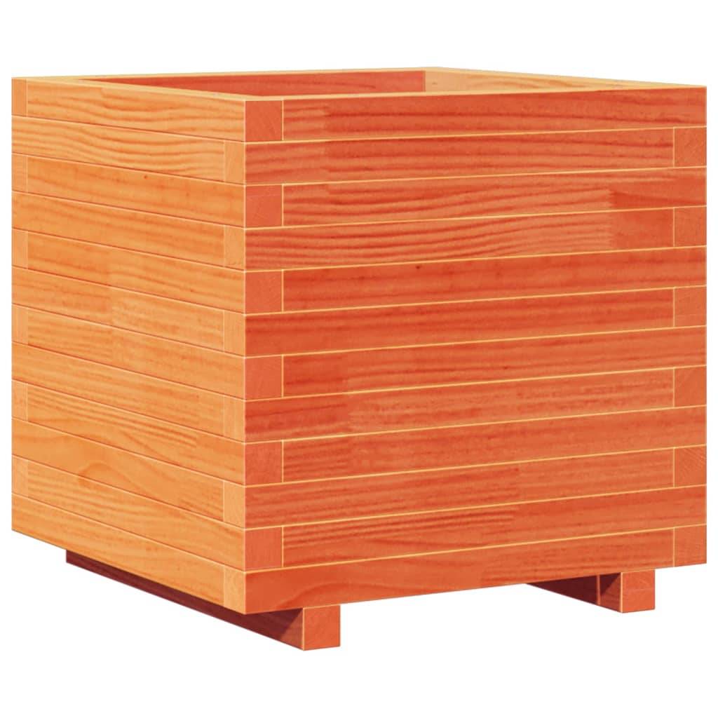 Jardinière | Pot de fleurs | Cache-pot | Bac à fleurs cire marron 50x50x49,5 cm bois de pin massif - Image 1