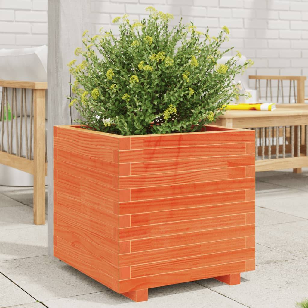 Jardinière | Pot de fleurs | Cache-pot | Bac à fleurs cire marron 50x50x49,5 cm bois de pin massif - Image 2
