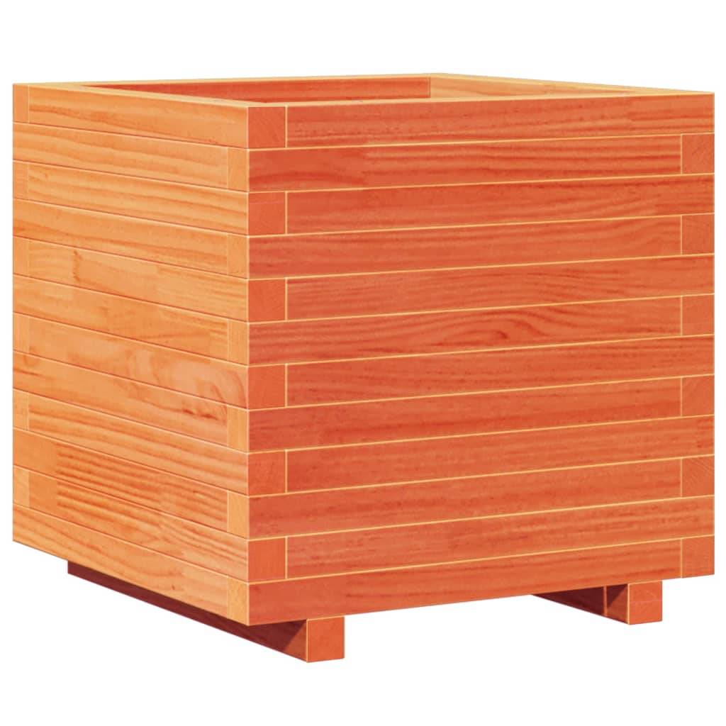 Jardinière | Pot de fleurs | Cache-pot | Bac à fleurs cire marron 50x50x49,5 cm bois de pin massif - Image 7