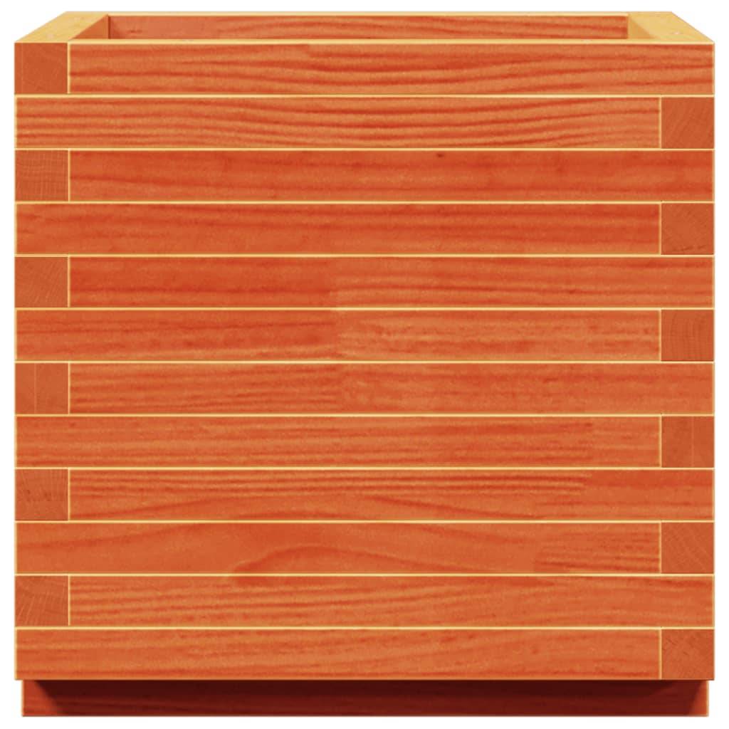 Jardinière | Pot de fleurs | Cache-pot | Bac à fleurs cire marron 50x50x49,5 cm bois de pin massif - Image 6