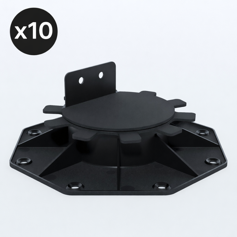 Lot de 10 plots 30-60 mm pour terrasse bois et composite - Coloris - Noir, Unités - 10 plots - Image 1