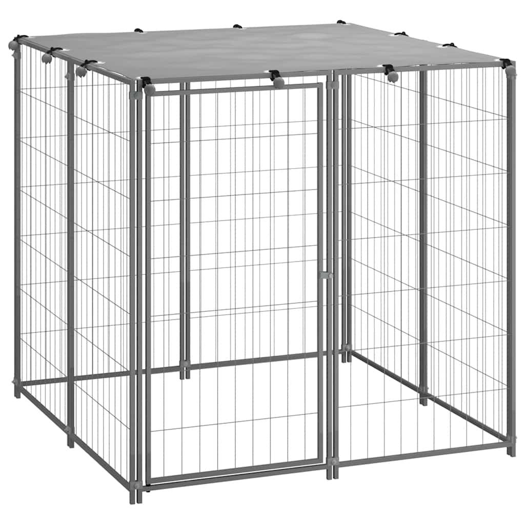 Vidaxl - Chenil Argenté 110x110x110 cm Acier vidaXL 150785 - Imagen 2