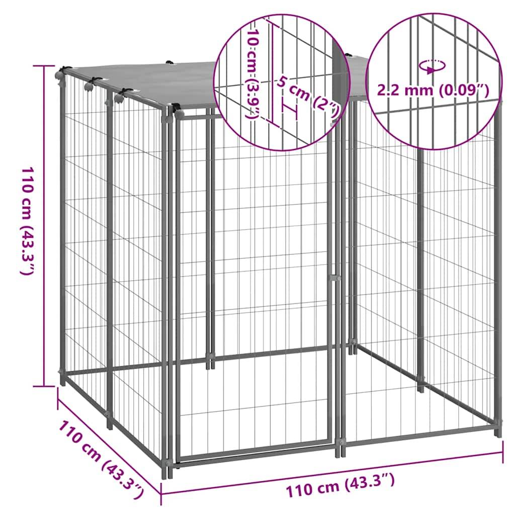Vidaxl - Chenil Argenté 110x110x110 cm Acier vidaXL 150785 - Imagen 3