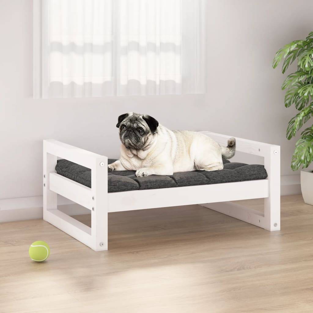 Vidaxl - Lit pour chien Blanc 65,5x50,5x28 cm Bois de pin solide vidaXL 821473 - Imagen 1