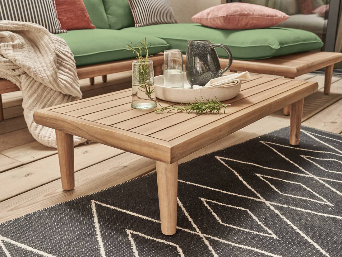 Best Mobilier - Papeete - salon bas de jardin avec coussins vert - 4 places + table - en bois d'acacia FSC 100% - Best Mobilier - Image 4