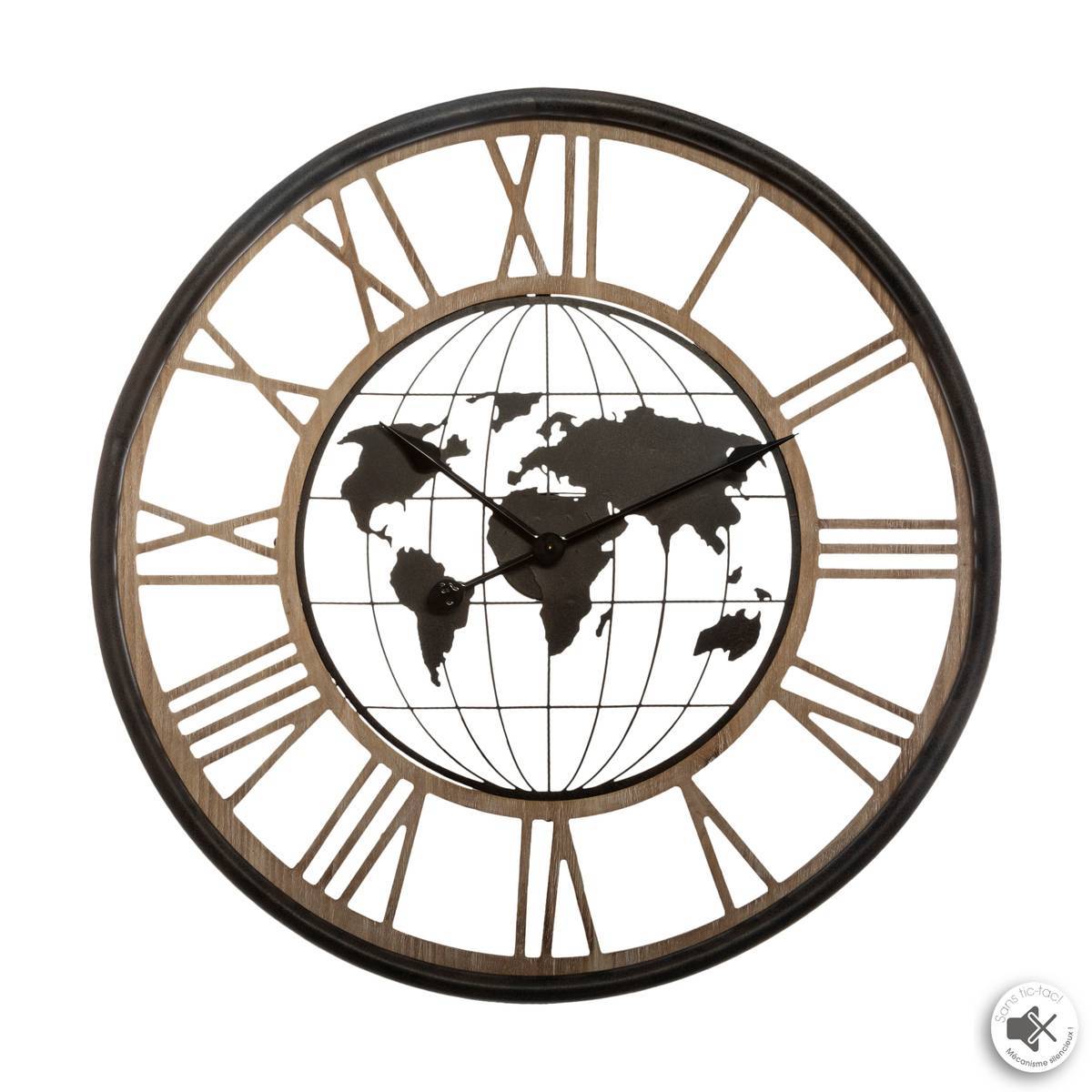 Atmosphera - Horloge monde noir D67cm - Atmosphera Créateur d'intérieur - Imagen 1