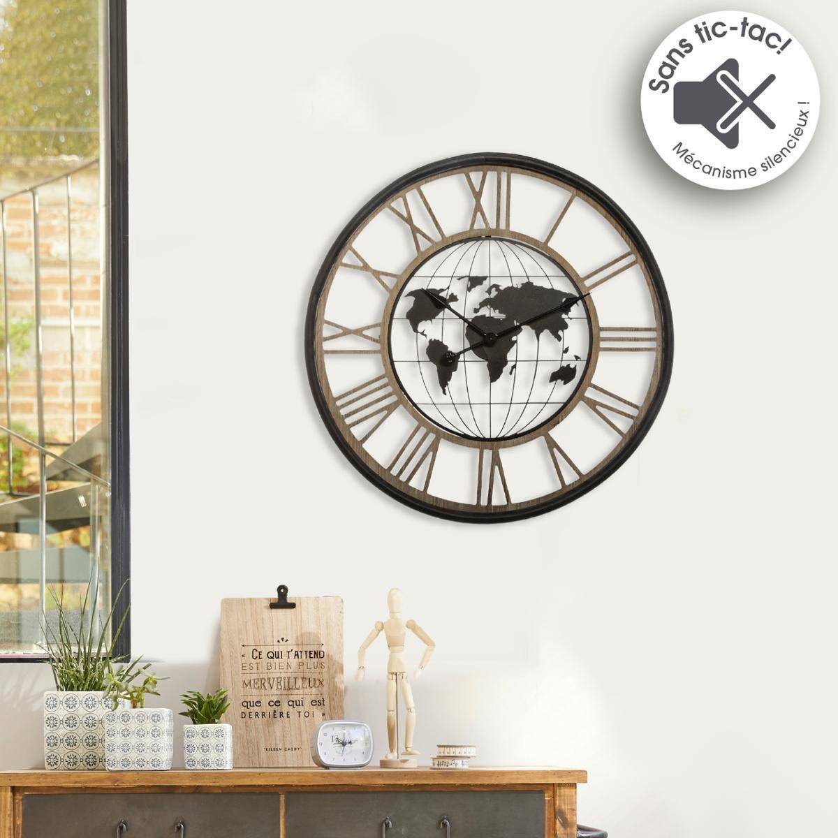Atmosphera - Horloge monde noir D67cm - Atmosphera Créateur d'intérieur - Image 5
