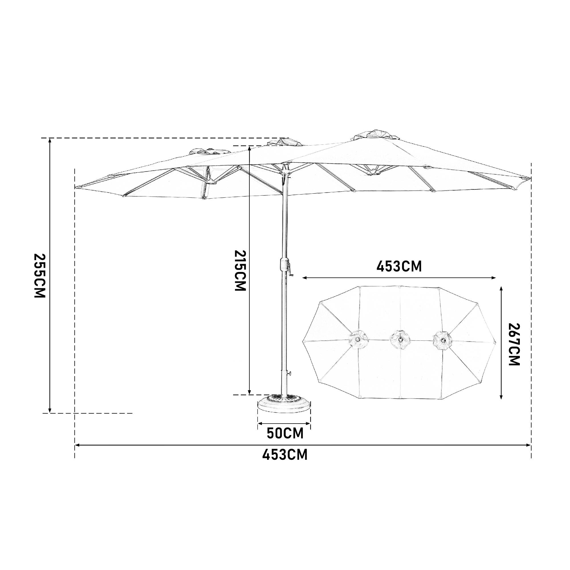 PANGIVO - Parasol extérieur rectangulaire double face, acier, vert clair, 14.8 x 9.4 x 10.5 cm - PANGIVO - Image 8