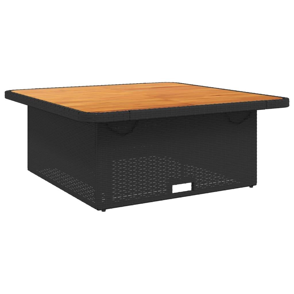 Table de jardin résine tressée et bois acacia noir 110 x 110 x 71 cm - PANGIVO - Image 7