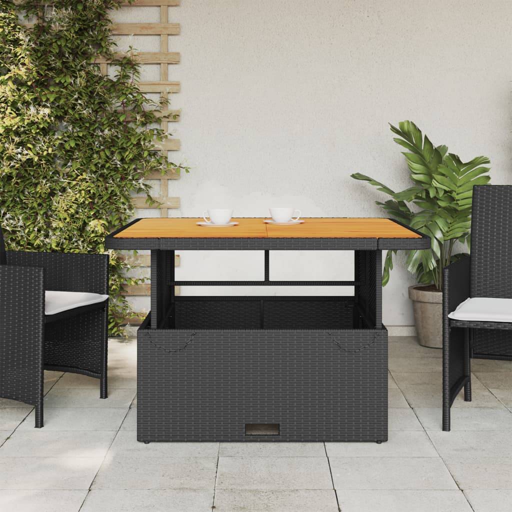 Table de jardin résine tressée et bois acacia noir 110 x 110 x 71 cm - PANGIVO - Image 3
