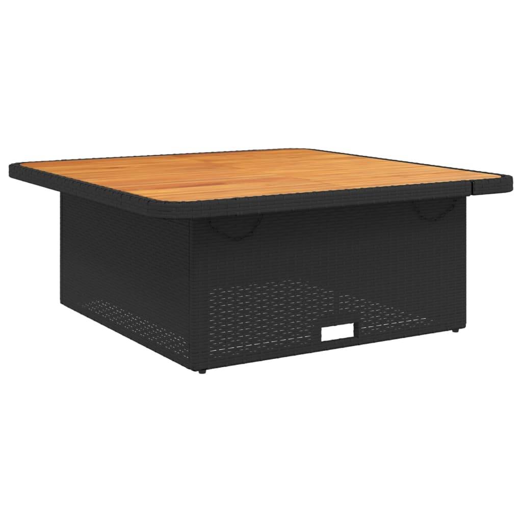 Table de jardin résine tressée et bois acacia noir 110 x 110 x 71 cm - PANGIVO - Image 2