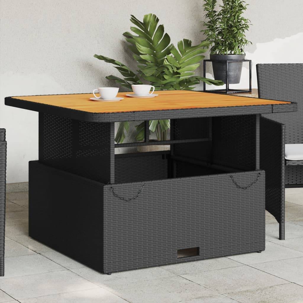 Table de jardin résine tressée et bois acacia noir 110 x 110 x 71 cm - PANGIVO - Image 1