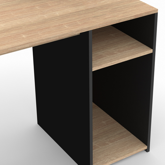 Bureau avec étagères de rangement DAN noir et façon hêtre - Image 5