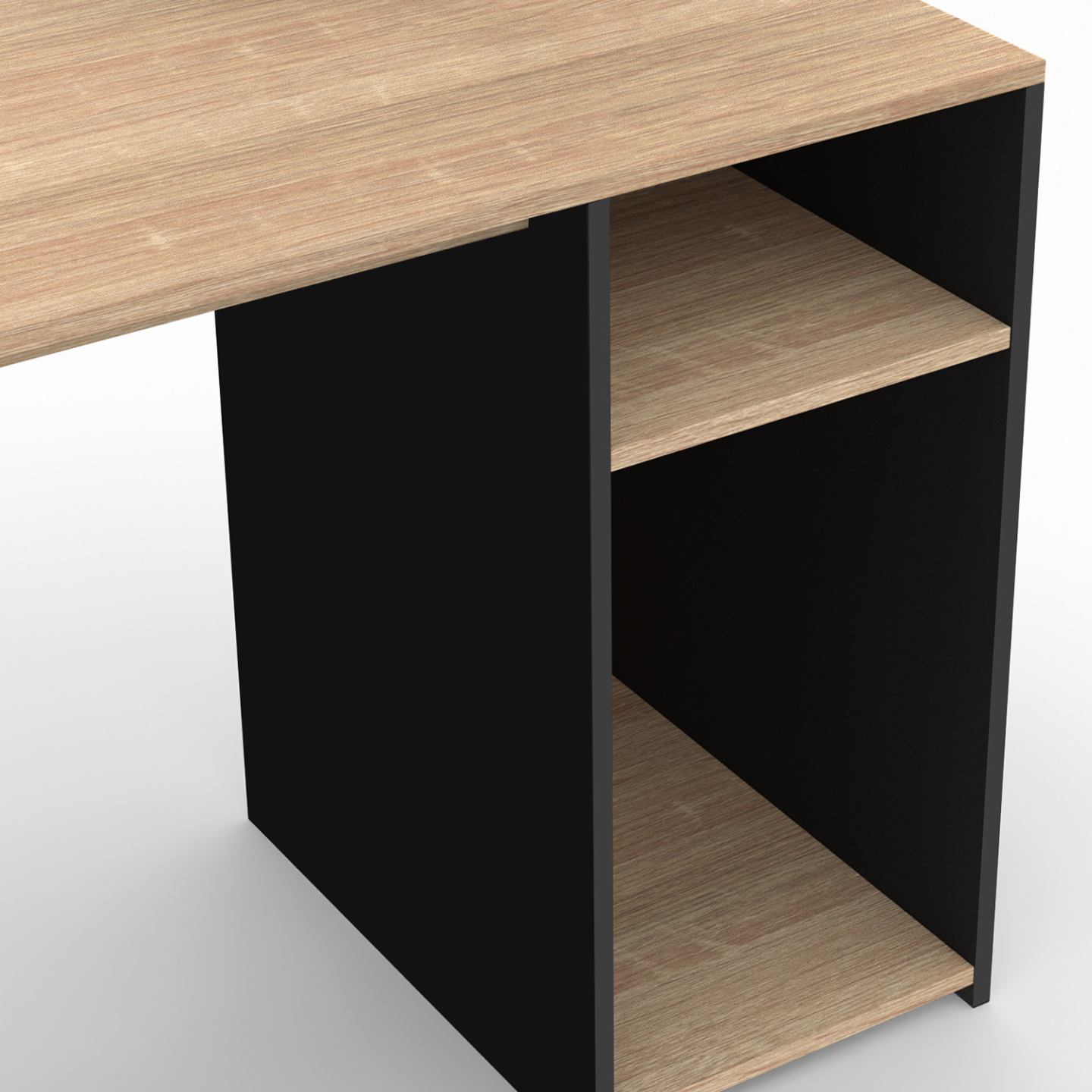 Bureau avec étagères de rangement DAN noir et façon hêtre - Image 5