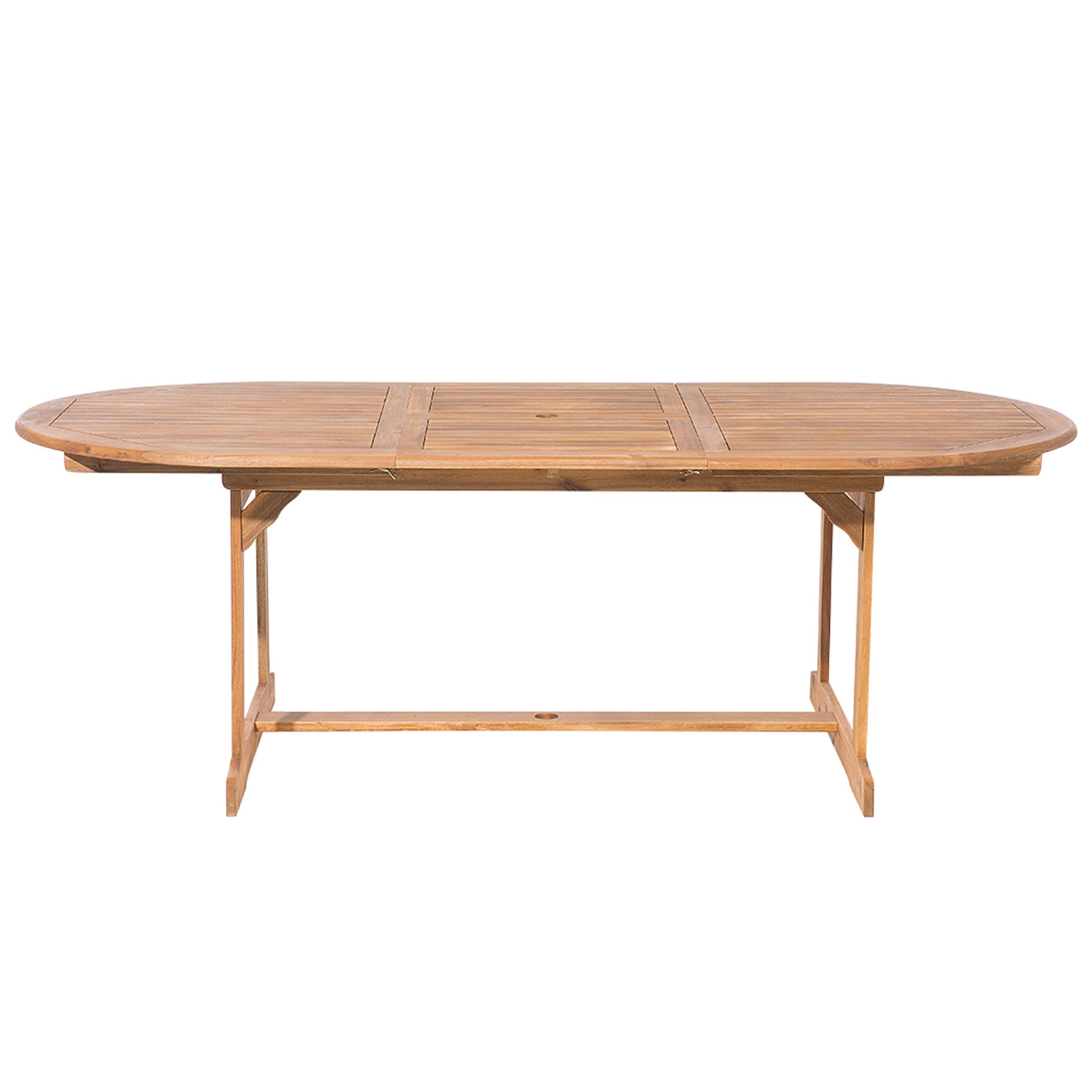 Beliani - Ensemble de Jardin Table Extensible Ovale et de 8 Chaises Pliables avec Coussins d'Assise Gris Beige et Parasol en Toile Beige Beliani - Imagen 3