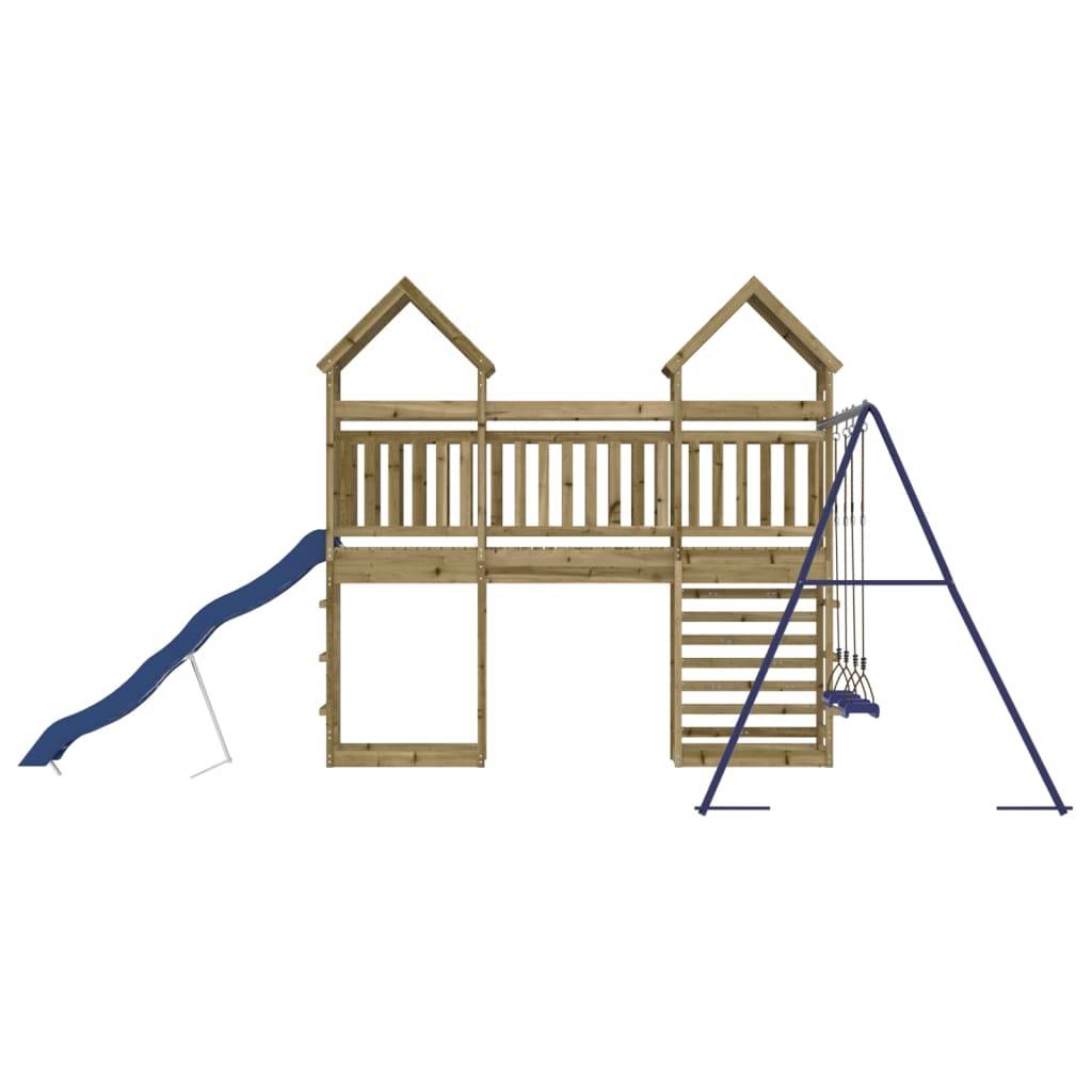 Helloshop26 - Aire de jeux d'extérieur balançoires toboggan portiques robuste jeux jardin 315 x 547 x 264 cm bois de pin imprégné - Imagen 4