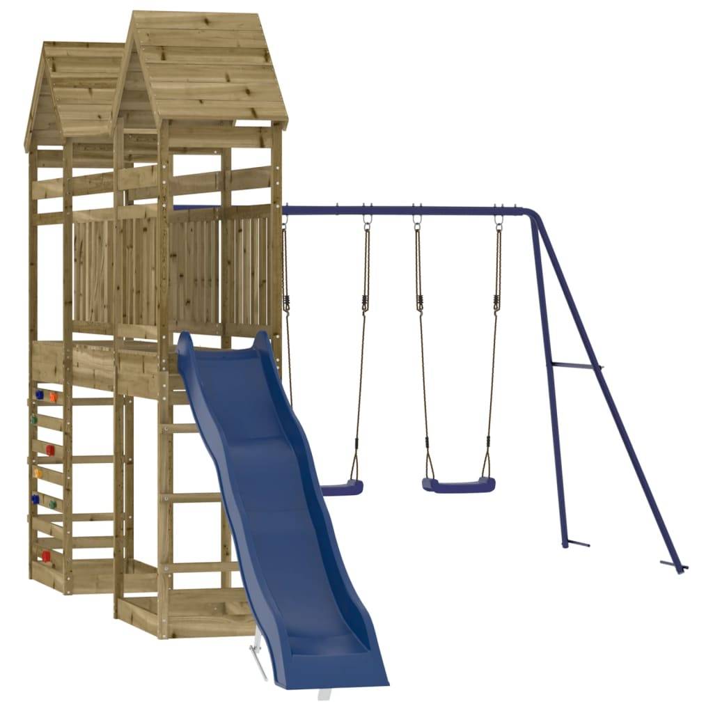 Helloshop26 - Aire de jeux d'extérieur balançoires toboggan portiques robuste jeux jardin 315 x 547 x 264 cm bois de pin imprégné - Imagen 1