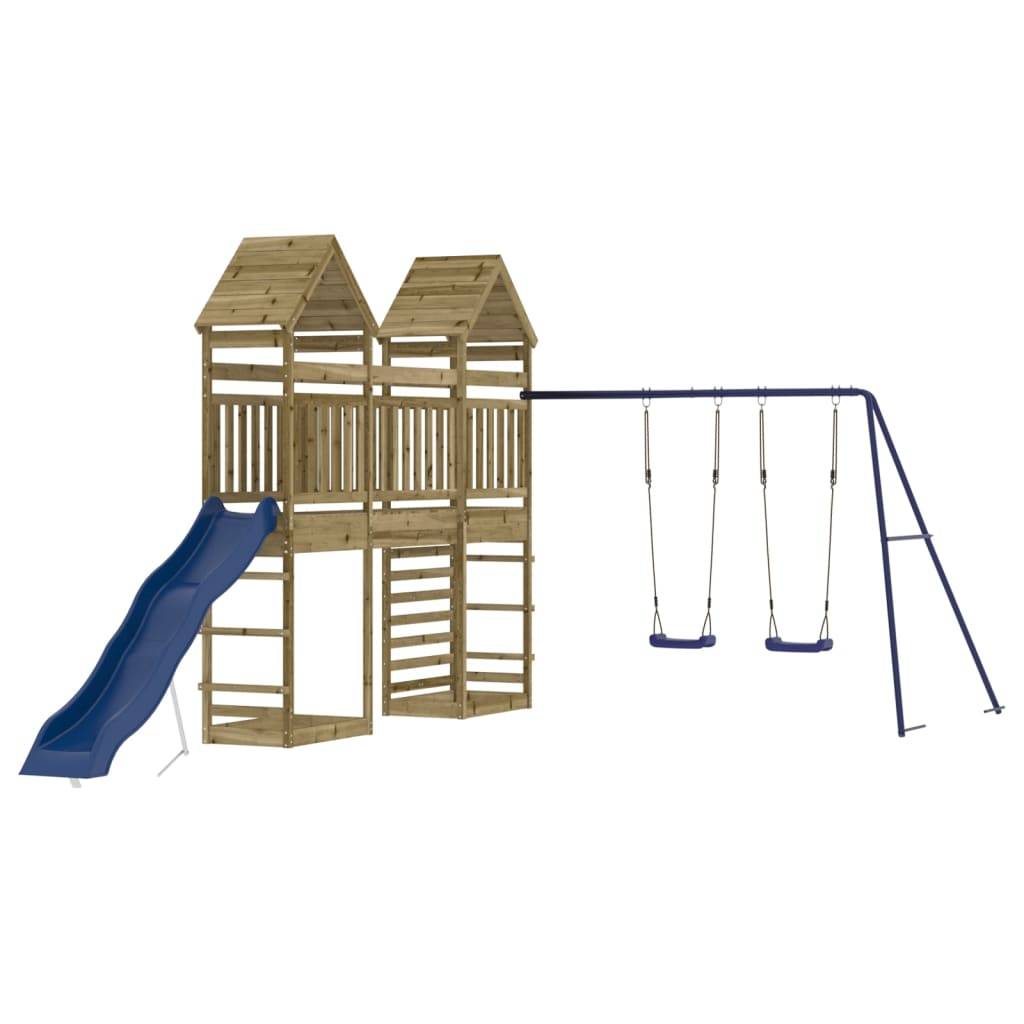 Helloshop26 - Aire de jeux d'extérieur balançoires toboggan portiques robuste jeux jardin 315 x 547 x 264 cm bois de pin imprégné - Imagen 2