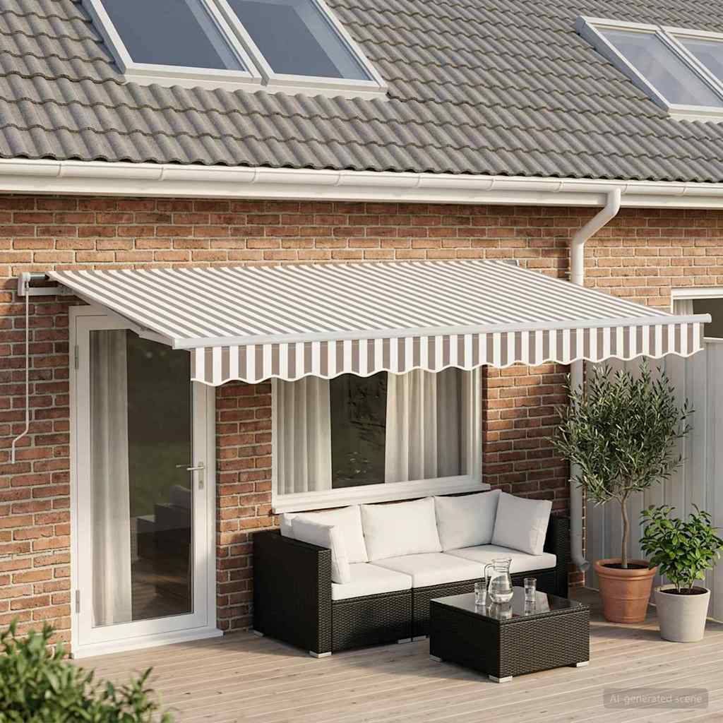 ComfortXL - Store banne manuel aluminium pour terrasse protection solaire gris clair 4x3m - ComfortXL Outdoor Living - Image 1