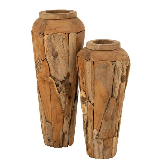 Vase Déco en Teck "Scot" 92cm Naturel - Image 2