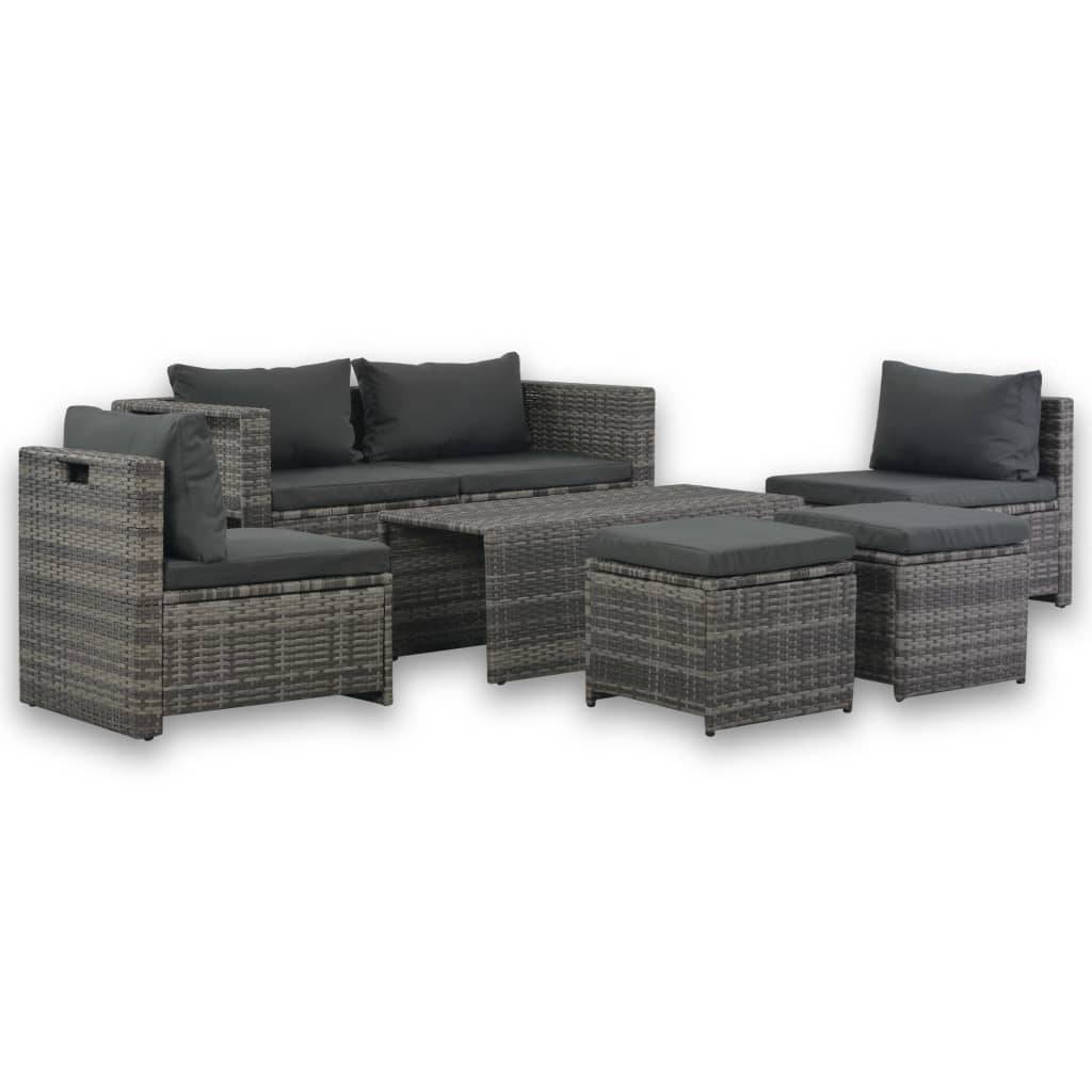 Vidaxl - Salon de jardin avec coussins 6 pcs Résine tressée Gris vidaXL 44722 - Imagen 1