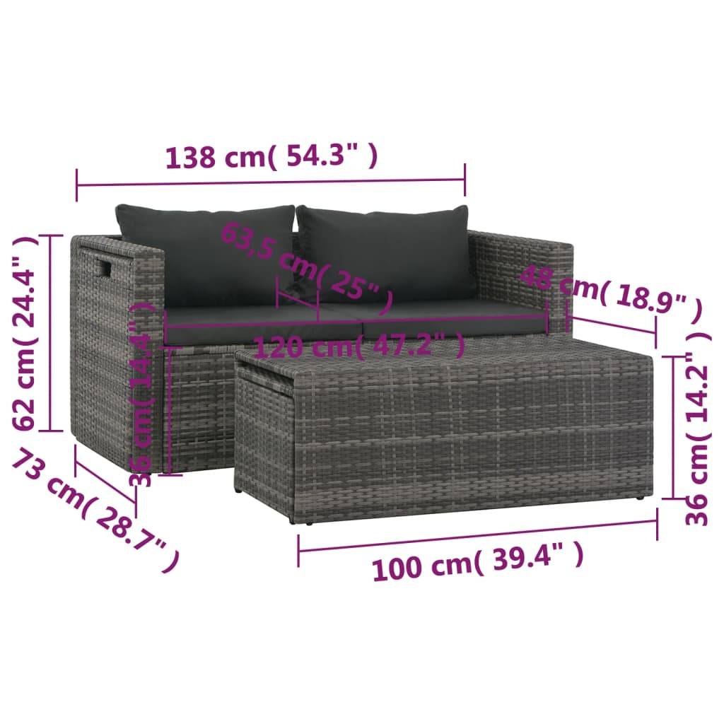 Vidaxl - Salon de jardin avec coussins 6 pcs Résine tressée Gris vidaXL 44722 - Imagen 2
