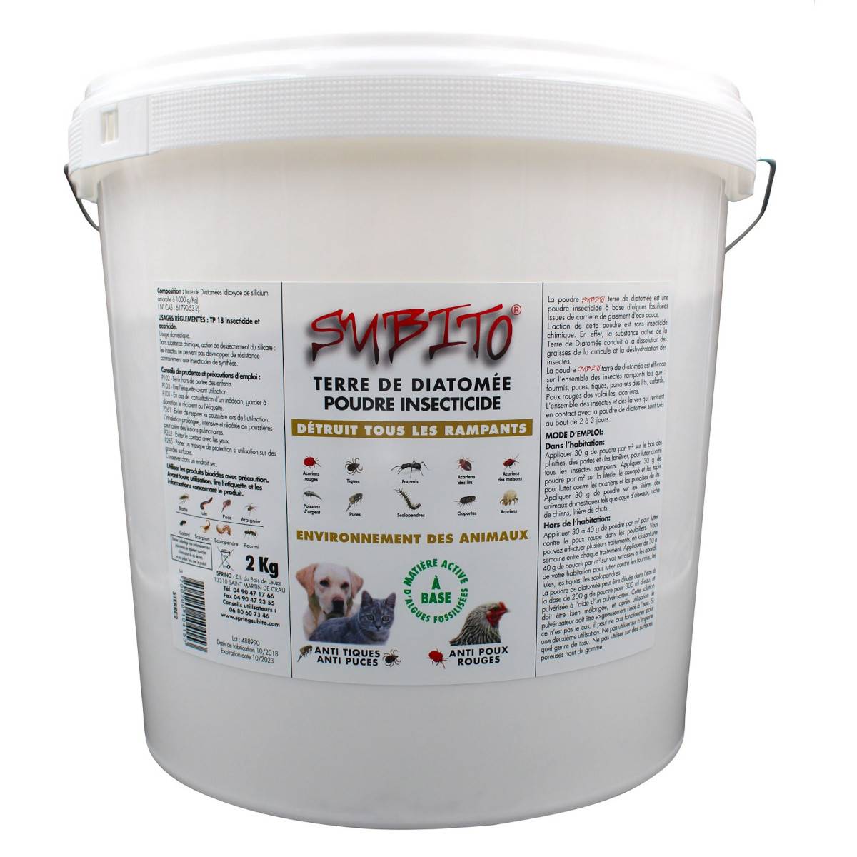 Poudre insecticide terre de diatomée 2 kg STERRE2 Subito