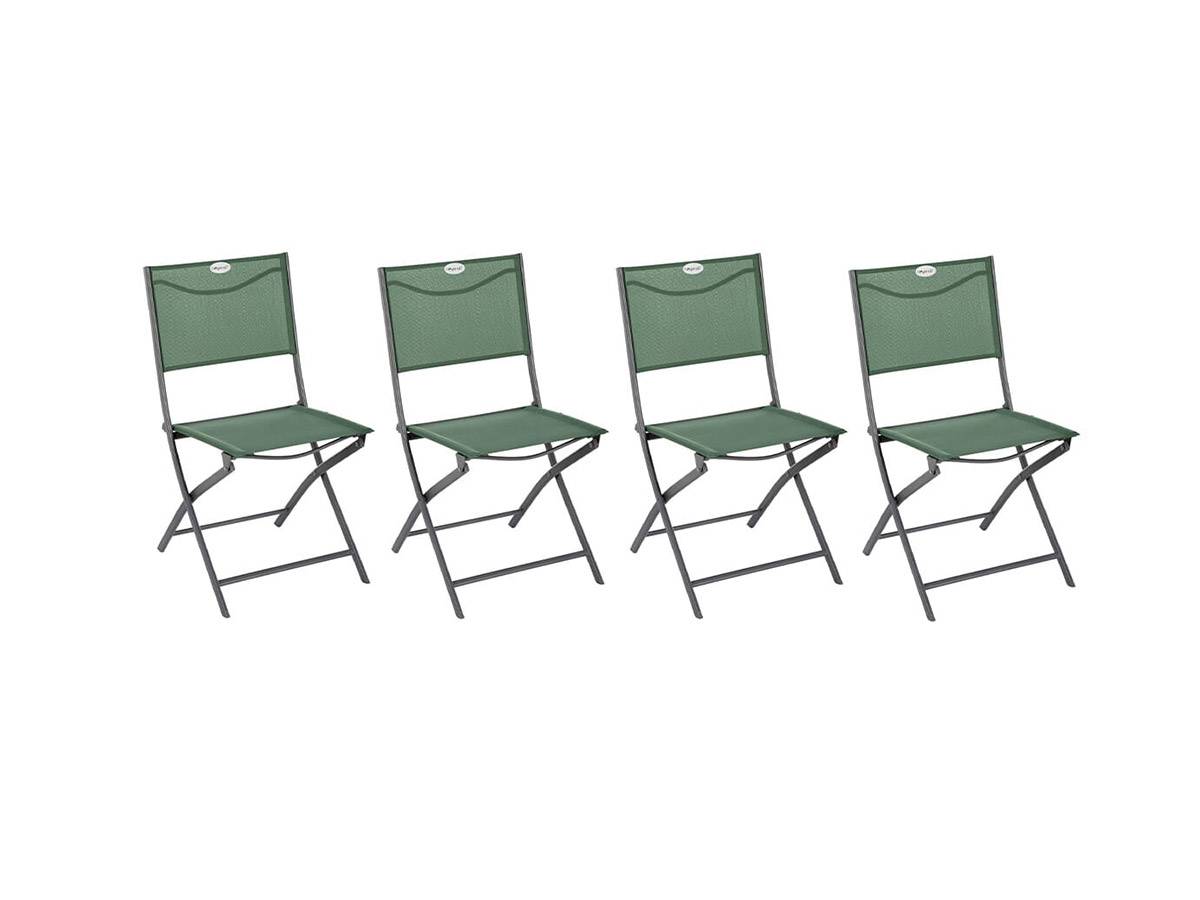 Hesperide - Lot de 4 Chaises de jardin pliante métal Modula Olive/Graphite - Hespéride - Imagen 1