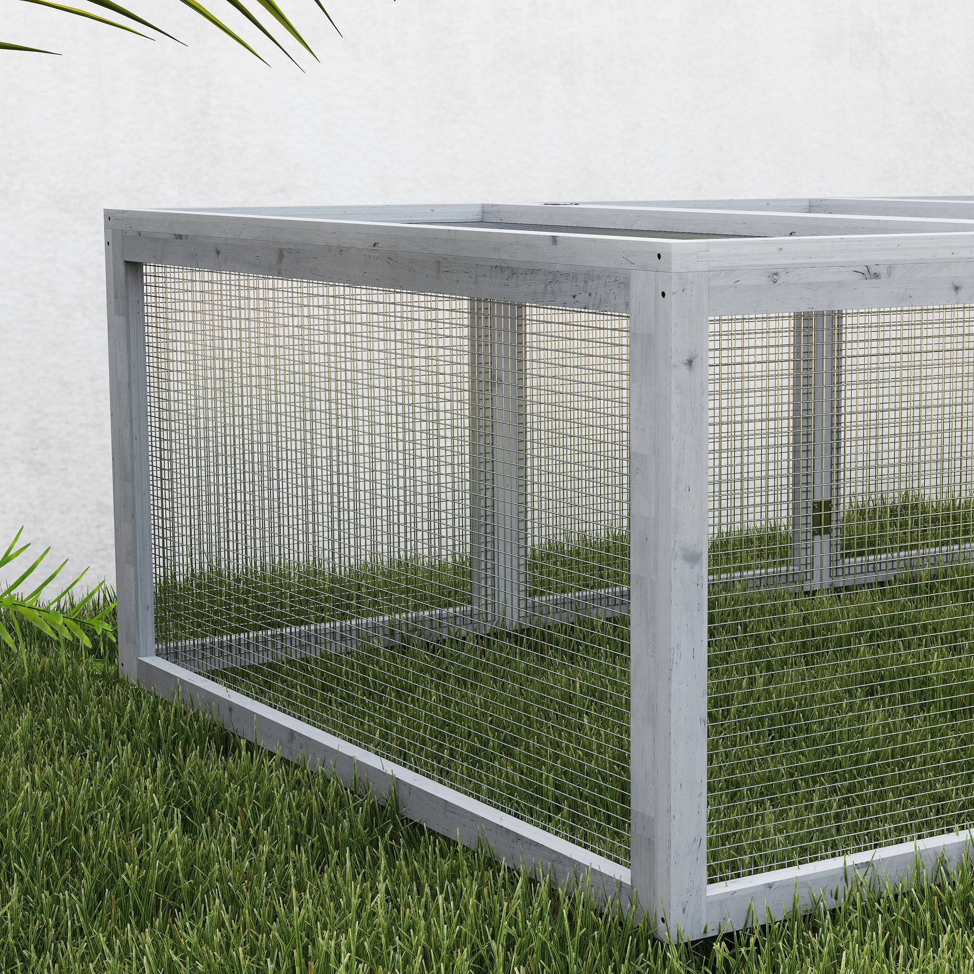 Clapier cage à lapins extérieur intérieur 2 portes supérieures 181L x 100l x 48H cm bois massif gris - Image 10