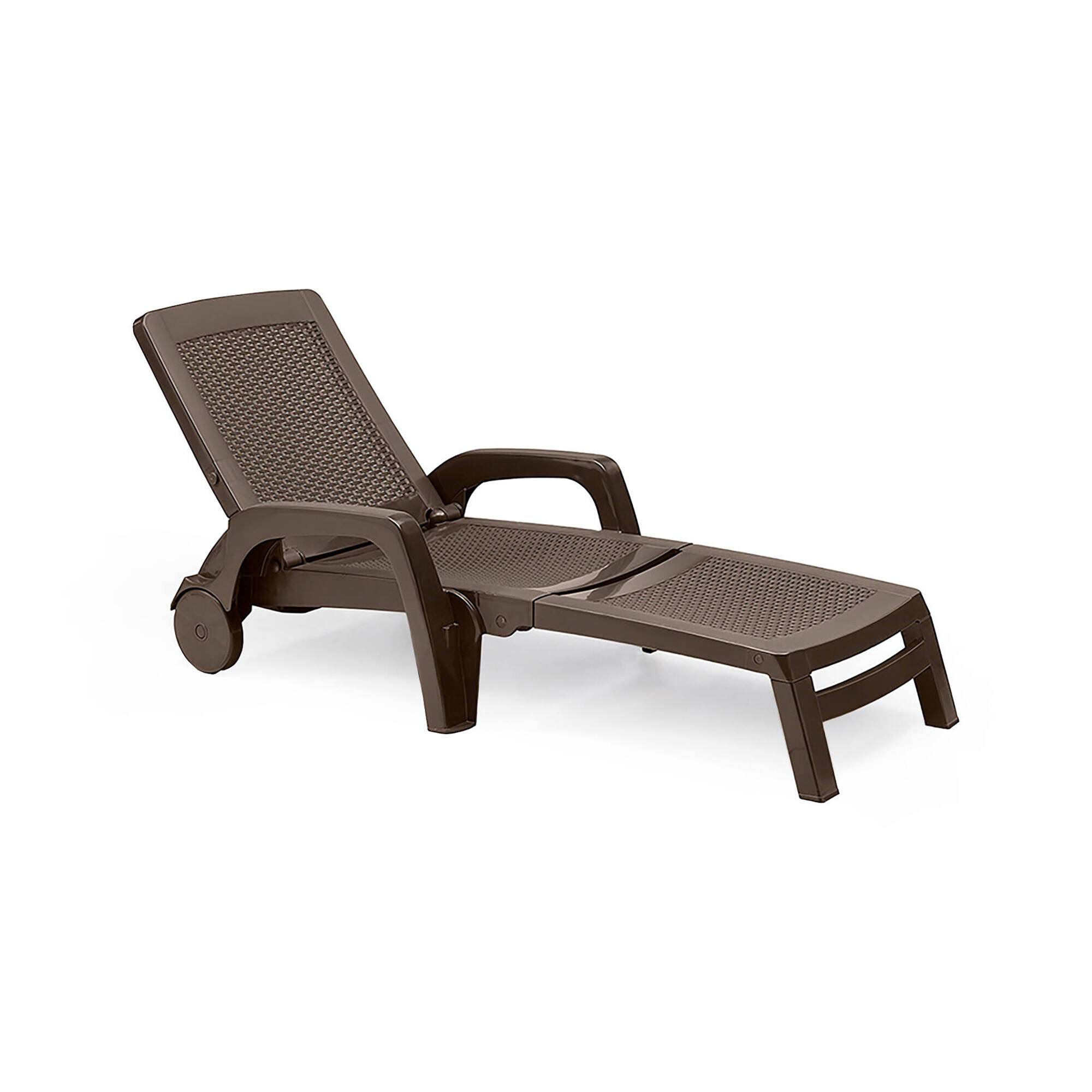 Dmora - Bain au soleil Saturno, Bain au soleil de jardin réglable avec accoudoirs, Chaise longue d'extérieur, 100% Made in Italy, 190x46h70 cm, Marron - Dmora - Imagen 1
