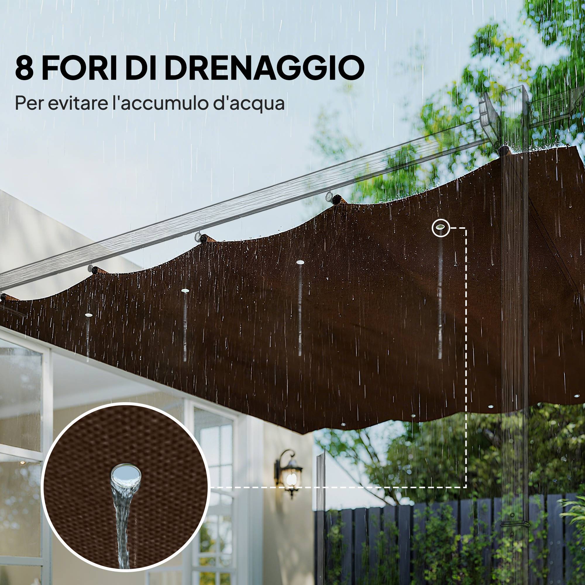 Toile rétractable de pergola rechange polyester protection anti-UV 286x245cm café - ComfortXL Outdoor Living - Image 8