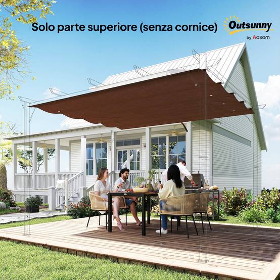 Toile rétractable de pergola rechange polyester protection anti-UV 286x245cm café - ComfortXL Outdoor Living - Image 10