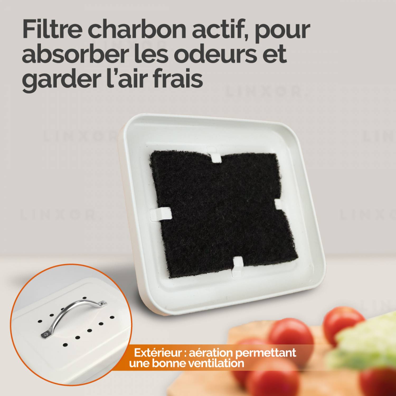 Linxor - Composteur, bac, poubelle à compost de cuisine rectangle - 3 L - Beige - Linxor - Image 3
