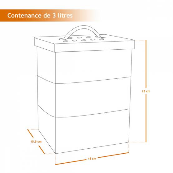 Linxor - Composteur, bac, poubelle à compost de cuisine rectangle - 3 L - Beige - Linxor - Image 2
