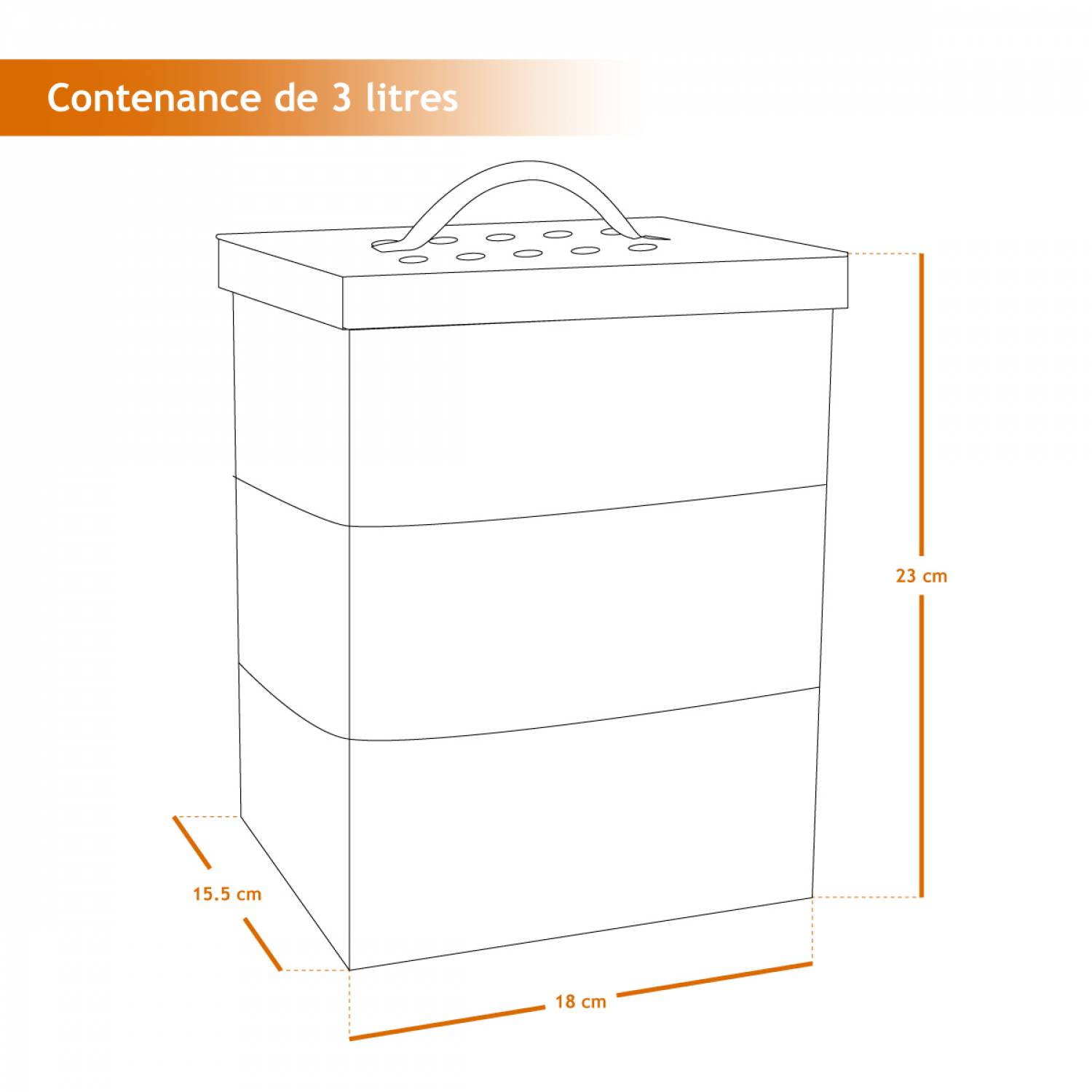 Linxor - Composteur, bac, poubelle à compost de cuisine rectangle - 3 L - Beige - Linxor - Imagen 2