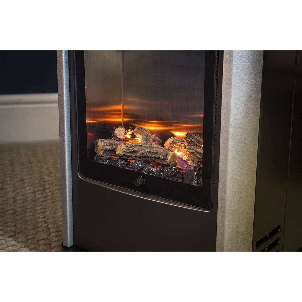 Chauffage à gaz 3.4 KW mobile Noir Effet feu + Tuyau gaz + Détendeur butane Manhattan SAHARA - Imagen 5