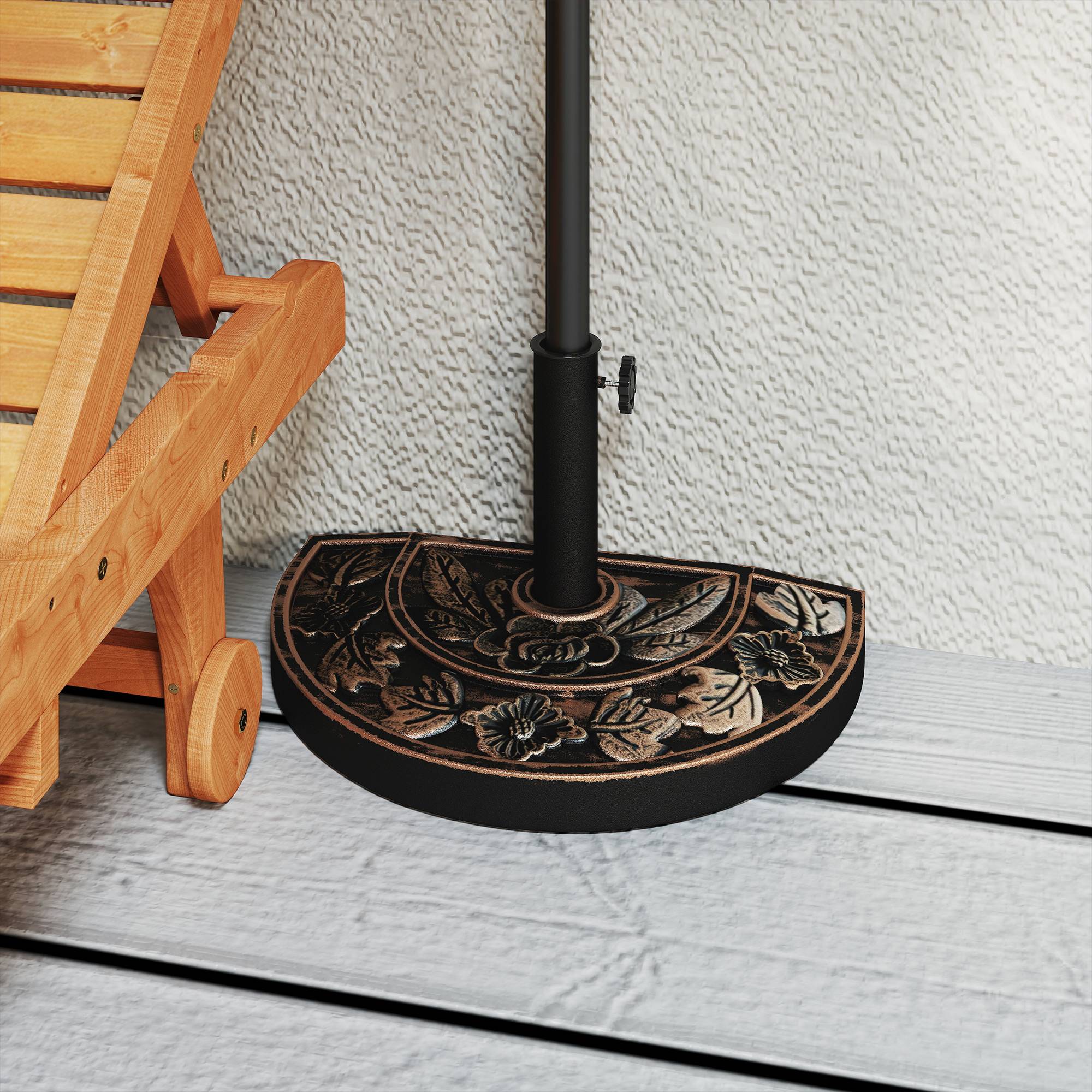 ComfortXL - Demi Pied de Parasol Mural en Résine 9 kg Motif Floral pour Mât Ø38/48 mm Bronze - ComfortXL Outdoor Living - Image 10