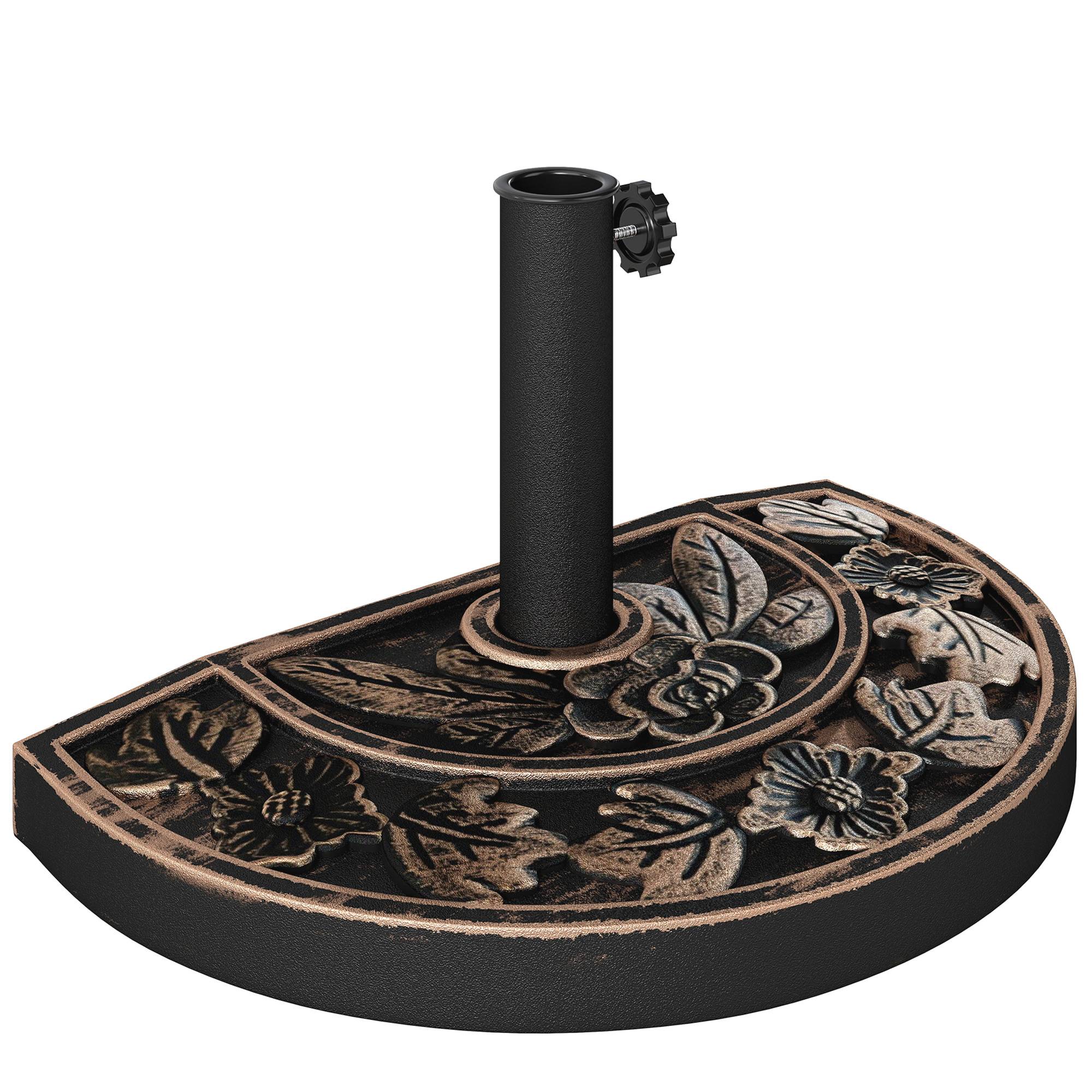 ComfortXL - Demi Pied de Parasol Mural en Résine 9 kg Motif Floral pour Mât Ø38/48 mm Bronze - ComfortXL Outdoor Living - Image 1