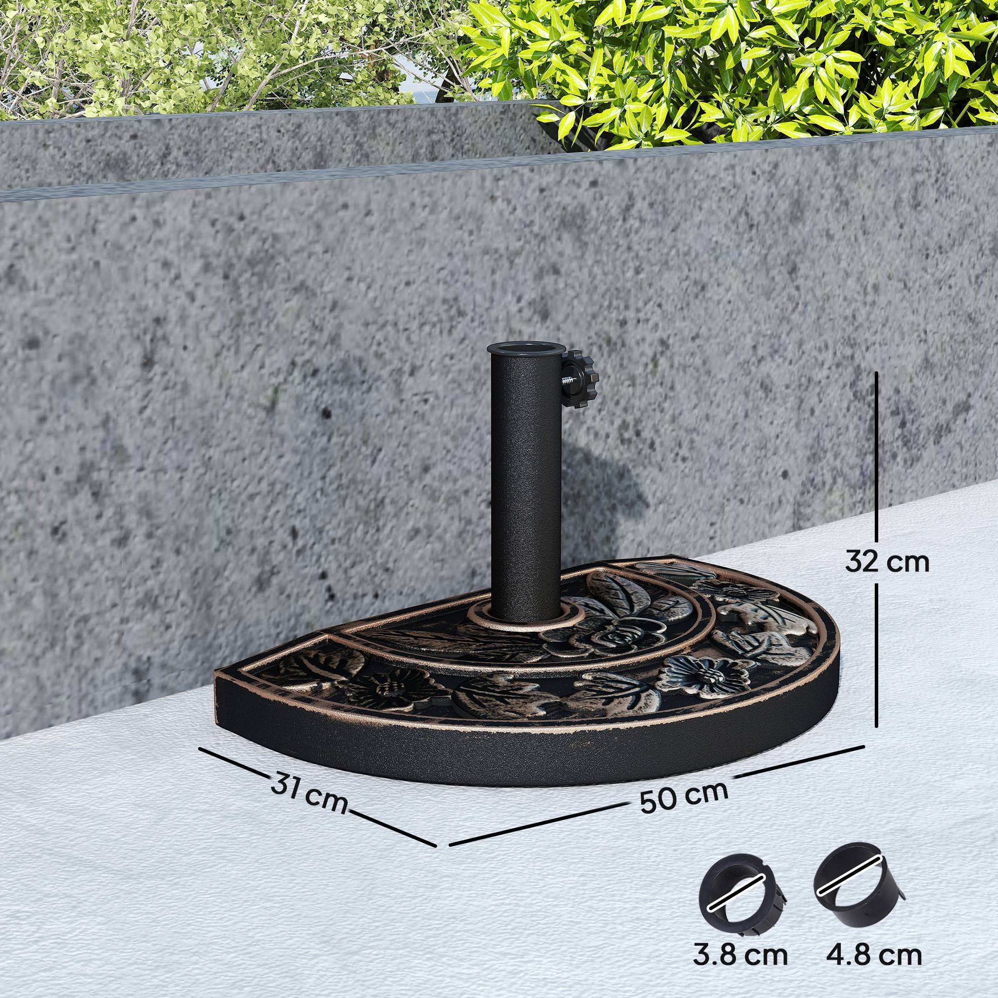 ComfortXL - Demi Pied de Parasol Mural en Résine 9 kg Motif Floral pour Mât Ø38/48 mm Bronze - ComfortXL Outdoor Living - Image 5