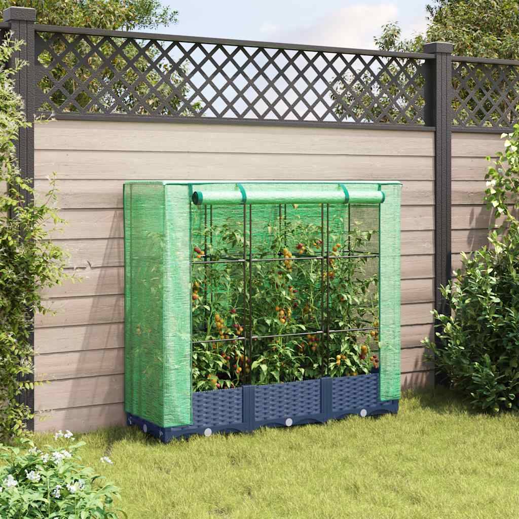 ComfortXL - Carré potager surélevé avec serre aspect rotin pour balcon jardin Gris 120x40cm – ComfortXL Outdoor Living - Image 3