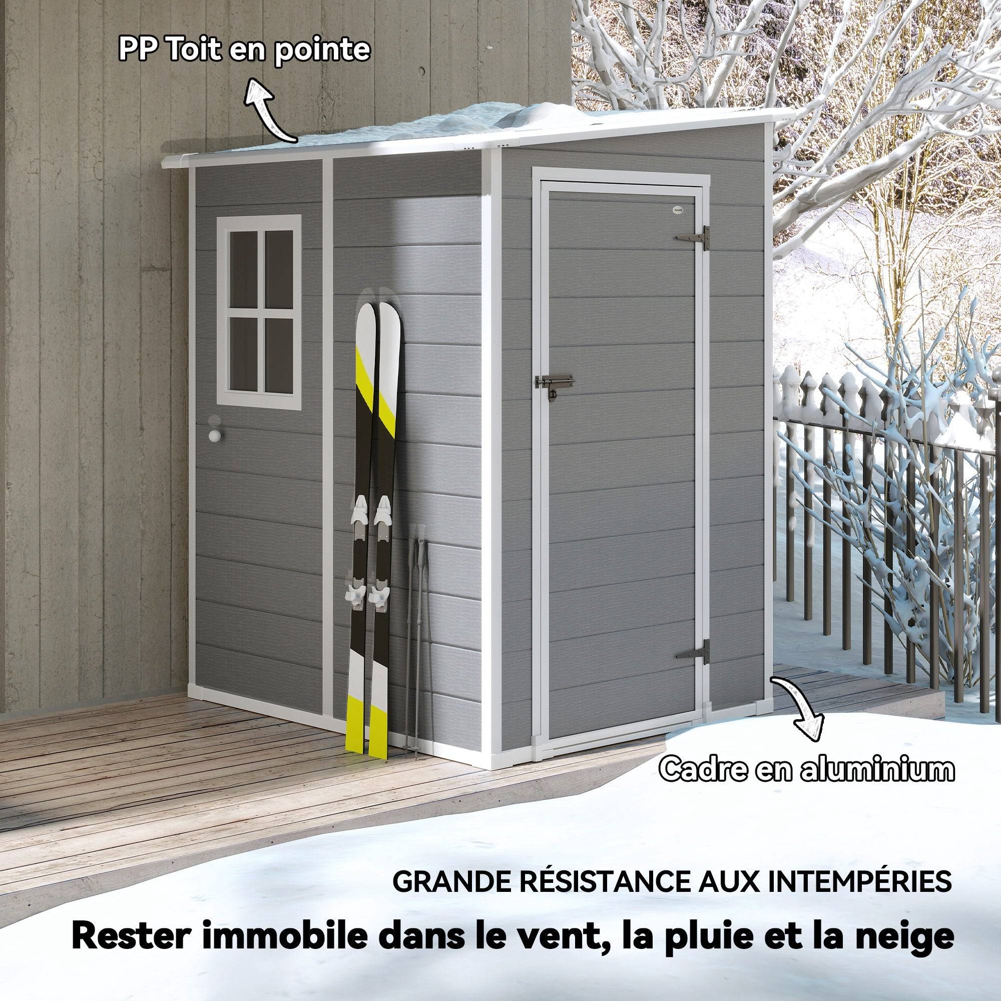 Helloshop26 - Abri de jardin à 122 x 149 x 192 cm porte verrouillable ventilation surface 1,54 m² design moderne en aluminium gris - Image 3