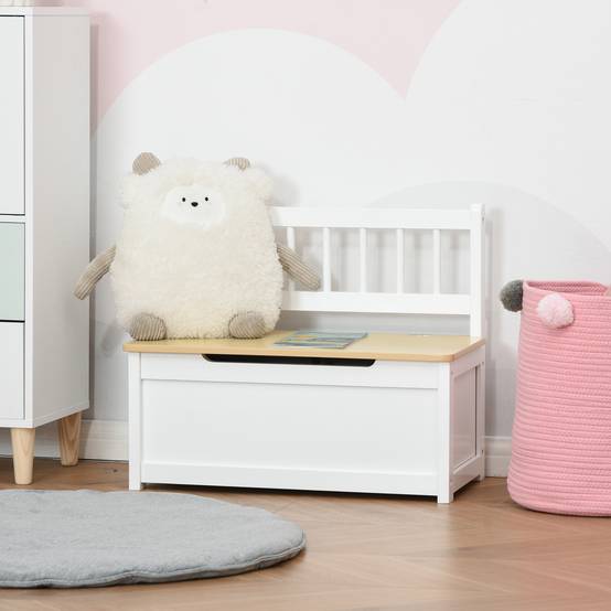 Banc de Rangement Enfant avec Dossier et Couvercle à Fermeture Douce, 40 kg, Jouets, Chambre/Salle de Jeux, 60 x 30 x 50 cm, Blanc - Image 4