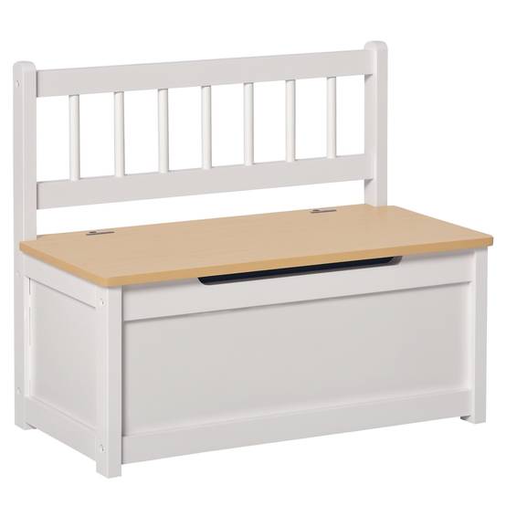 Banc de Rangement Enfant avec Dossier et Couvercle à Fermeture Douce, 40 kg, Jouets, Chambre/Salle de Jeux, 60 x 30 x 50 cm, Blanc - Image 1