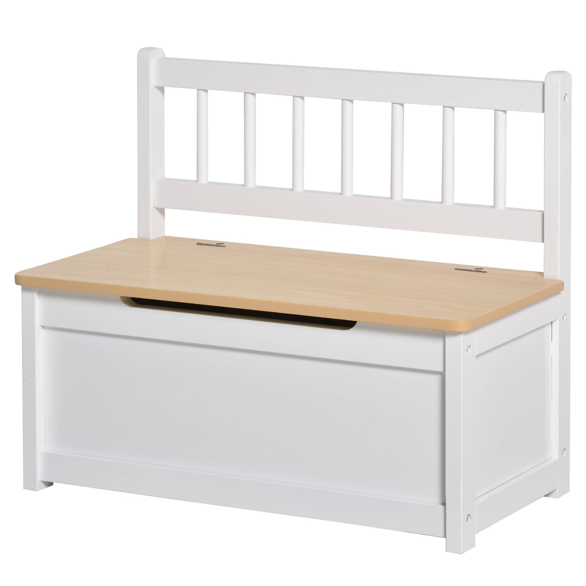 Banc de Rangement Enfant avec Dossier et Couvercle à Fermeture Douce, 40 kg, Jouets, Chambre/Salle de Jeux, 60 x 30 x 50 cm, Blanc - Image 2