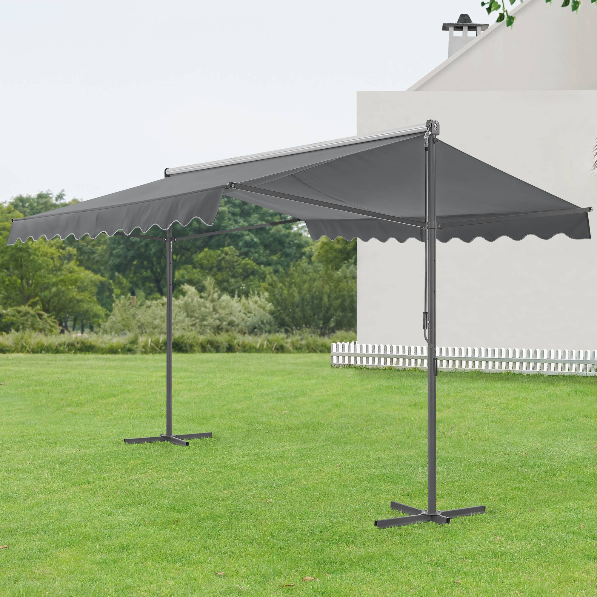 Pro.Tec - Store banne autoportant Selenizza à double pente 300 x 300 x 260 cm gris foncé [pro.tec] - Imagen 2