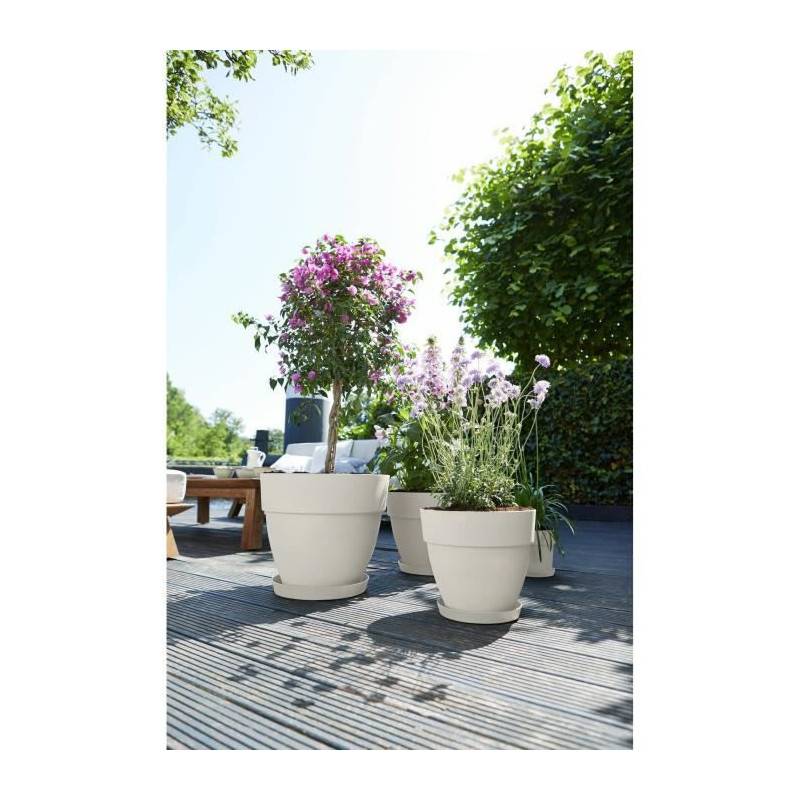 Elho - Pot De Fleurs Rond Vibia - Plastique Réservoir - ø40 - Blanc - Imagen 5